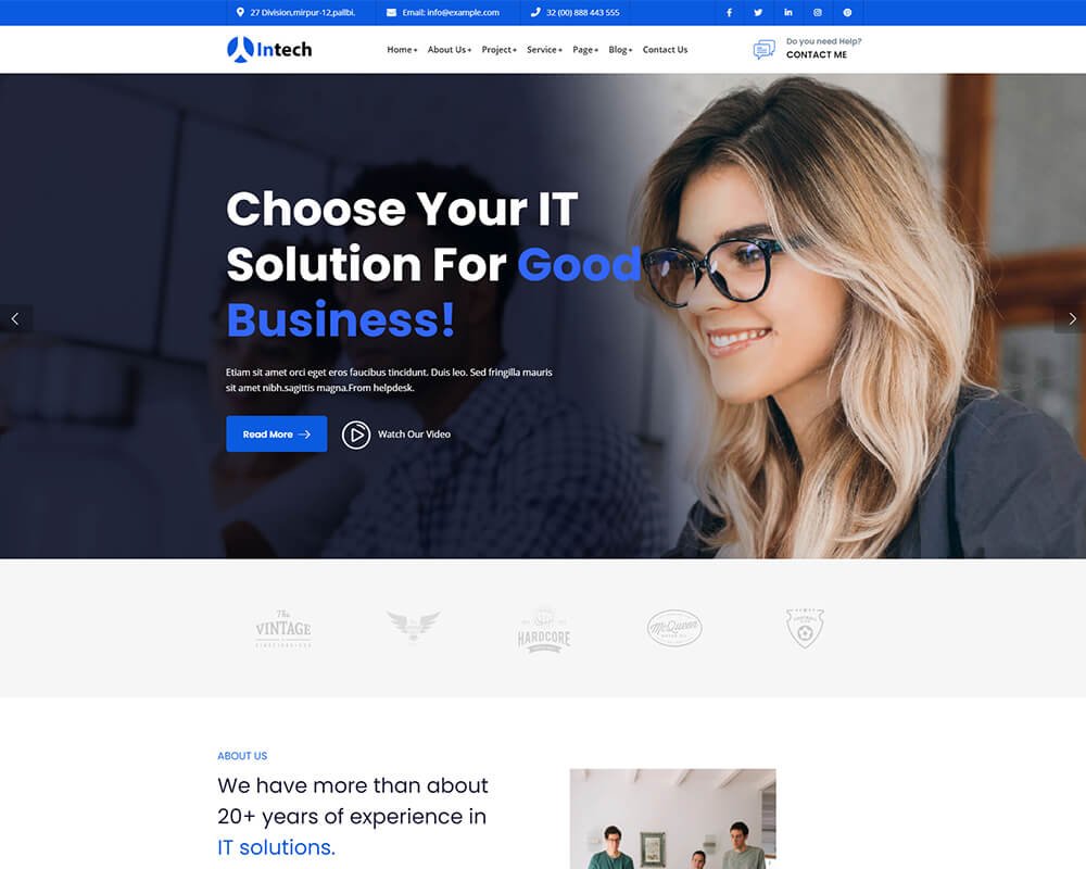 Intech - IT Solution And Technology Services WordPress Theme