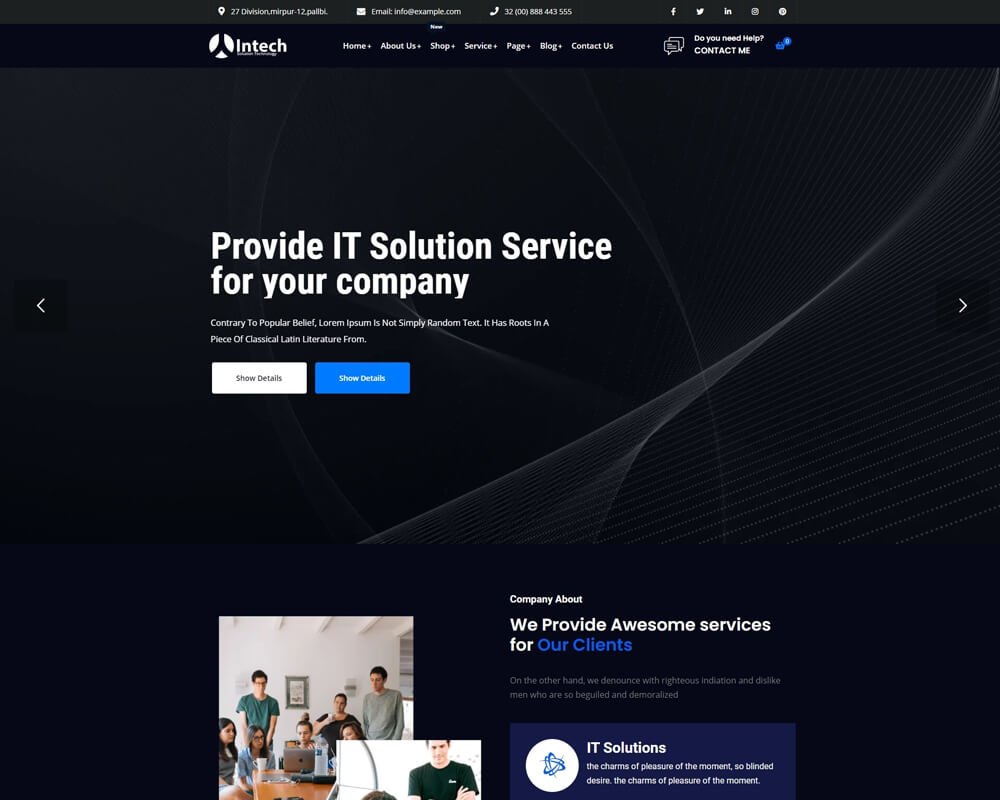 Intech - IT Solution And Technology Services WordPress Theme