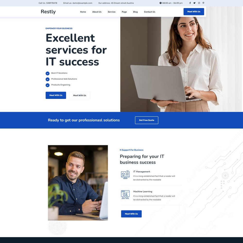 Restly - IT Solutions & Technology HTML And React Template